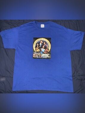 OBAMA - Hanes Royal Blue Short Sleeve Tee with 1ST Family Portrait Graphic